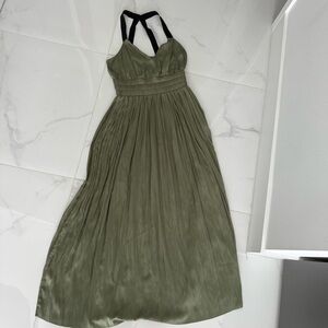 Elegant Olive Green Halter Dress